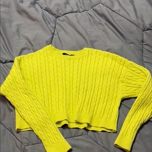 Bright Yellow Cable Knit Sweater